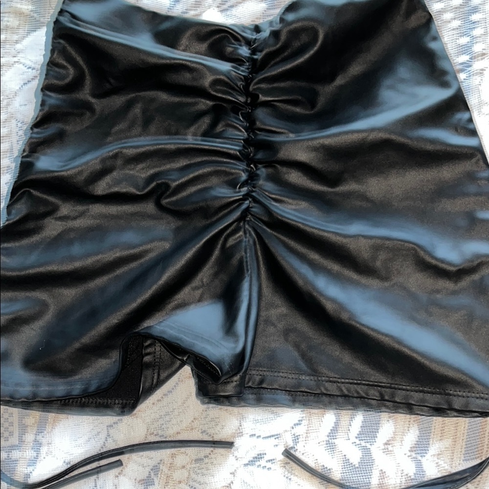 Black Ruched Mini Shorts